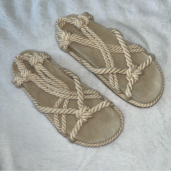 ULLA JOHNSON Suri Twisted Rope Flat Sandal in Natural cream size 37.5 7.5 NWOT - Picture 5 of 9